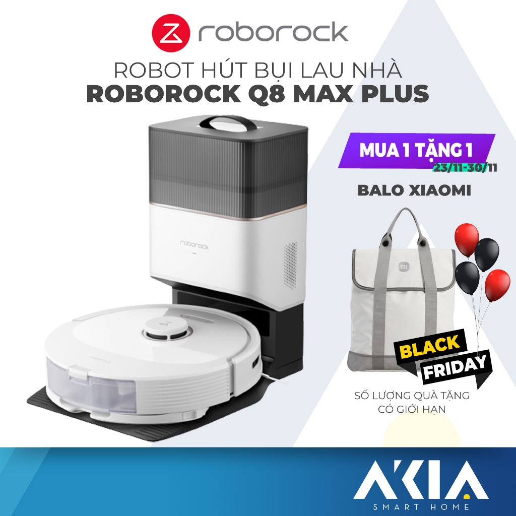 Robot hút bụi lau nhà Roborock Q8 Max/ Q8 Max Plus  - Lực hút 5500Pa, chổi cuộn kép, tránh vật cản, hàng chính hãng