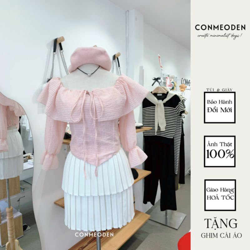 Áo Trễ Vai Tơ Vuông Có Mút CONMEODEN - OLA TOP