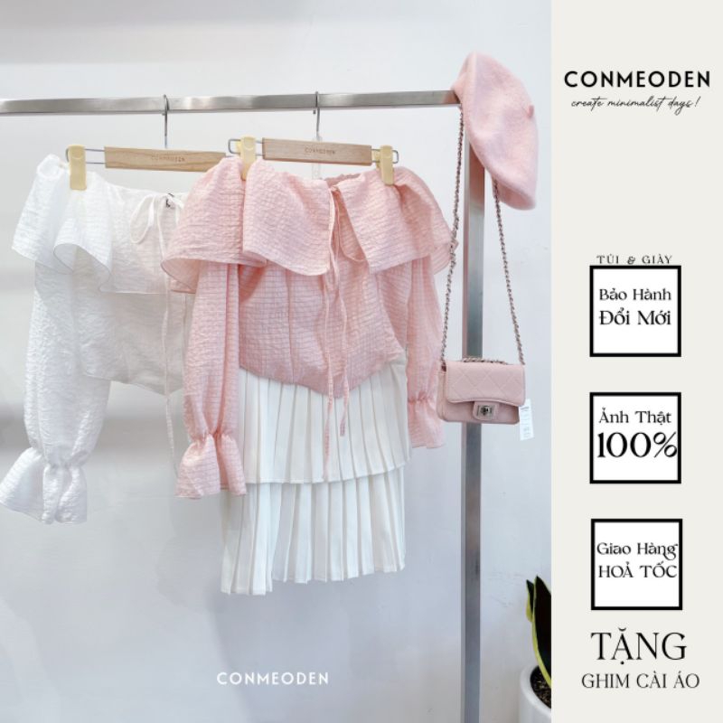 Áo Trễ Vai Tơ Vuông Có Mút CONMEODEN - OLA TOP