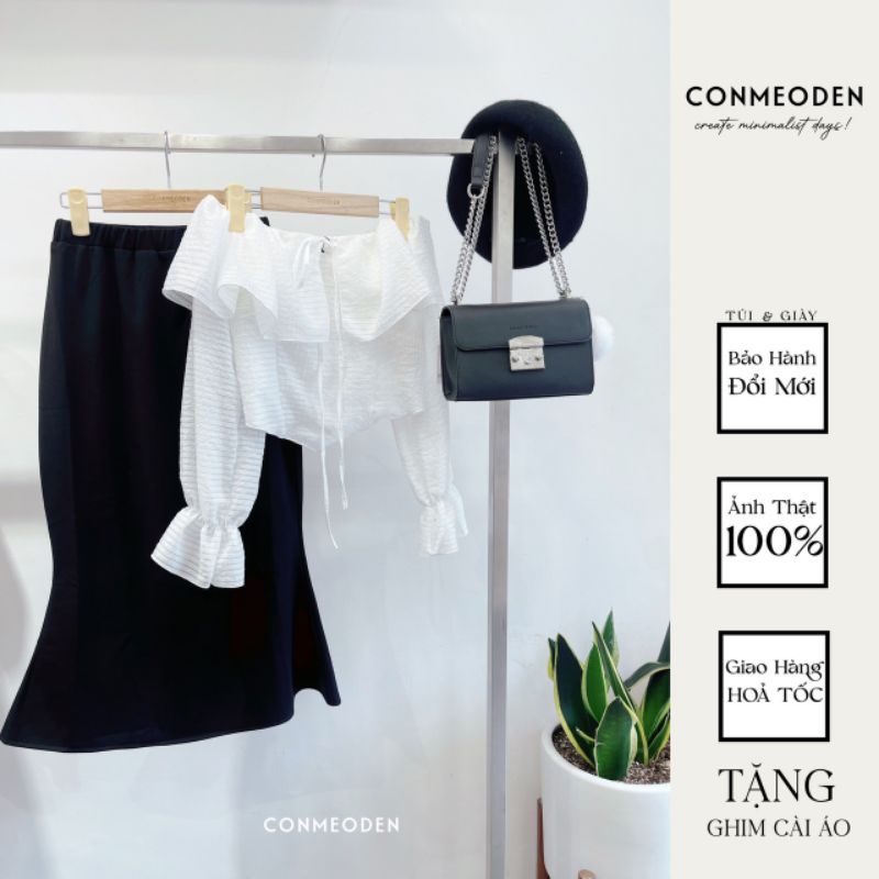 Áo Trễ Vai Tơ Vuông Có Mút CONMEODEN - OLA TOP