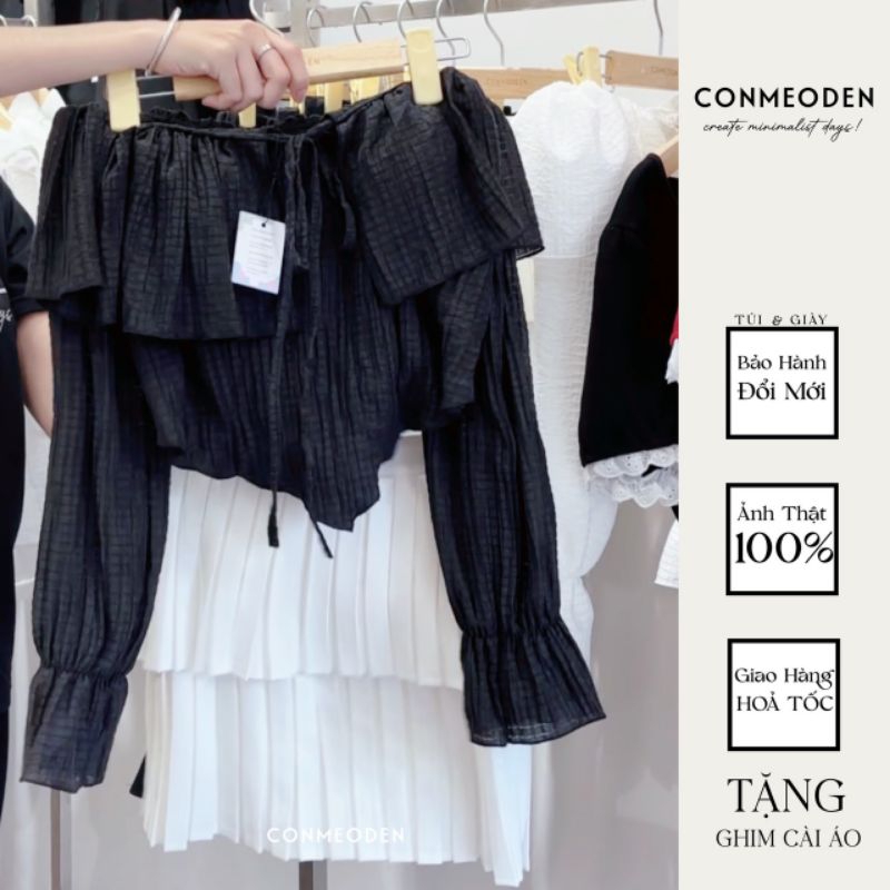 Áo Trễ Vai Tơ Vuông Có Mút CONMEODEN - OLA TOP