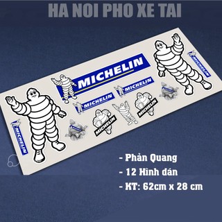 Set 12 Tem Michelin Dán xe Có Phản Quang, Chống nước kích thước 62x28cm