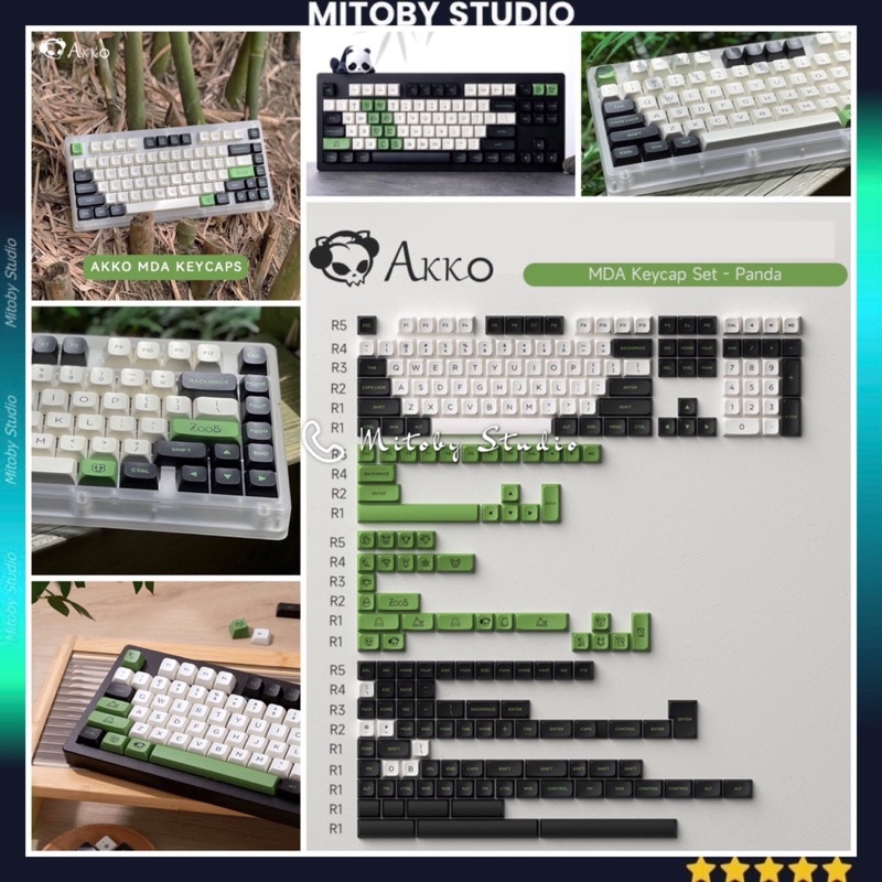Keycap Akko Panda MDA profile PBT 2shot bàn phím cơ Mitoby Studio