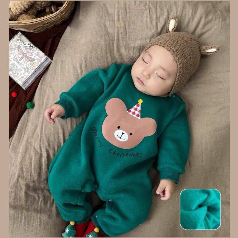 Body Nỉ Bông Cho Bé, Bộ Đồ Dài Tay Ấm Áp Phong Cách Hàn Quốc Cho Trẻ từ 3-11kg