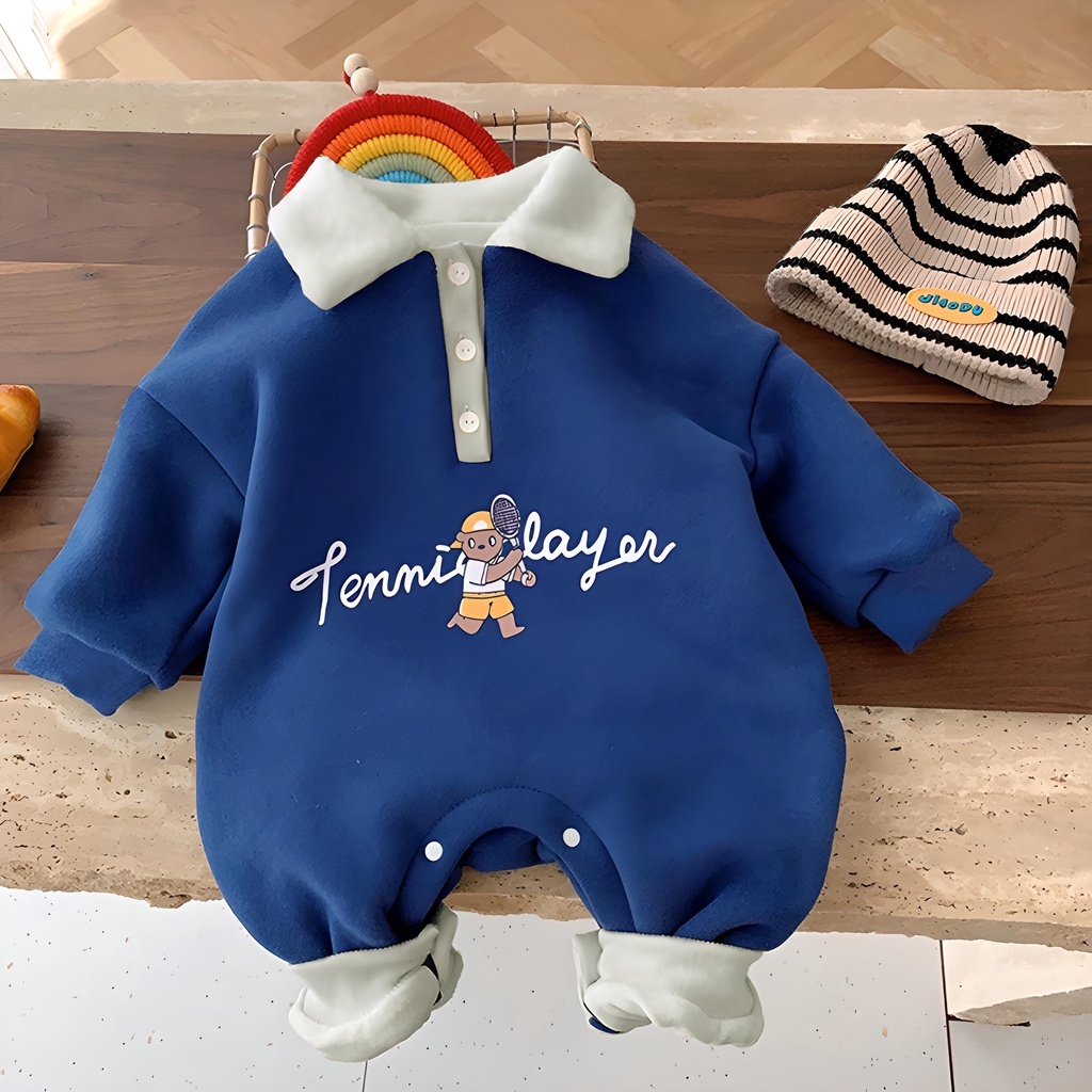 Body Nỉ Bông Cho Bé, Bộ Đồ Dài Tay Ấm Áp Phong Cách Hàn Quốc Cho Trẻ từ 3-11kg