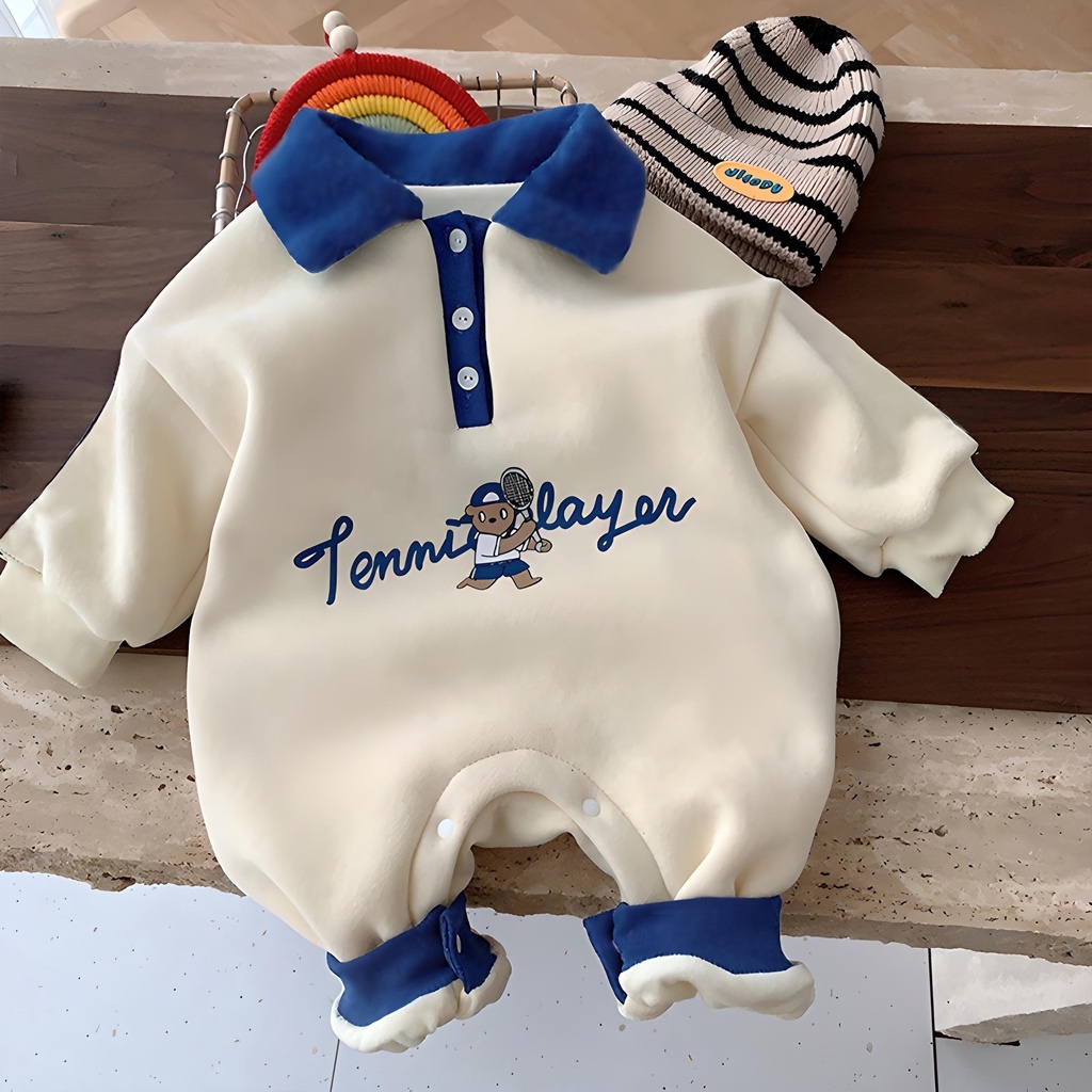 Body Nỉ Bông Cho Bé, Bộ Đồ Dài Tay Ấm Áp Phong Cách Hàn Quốc Cho Trẻ từ 3-11kg