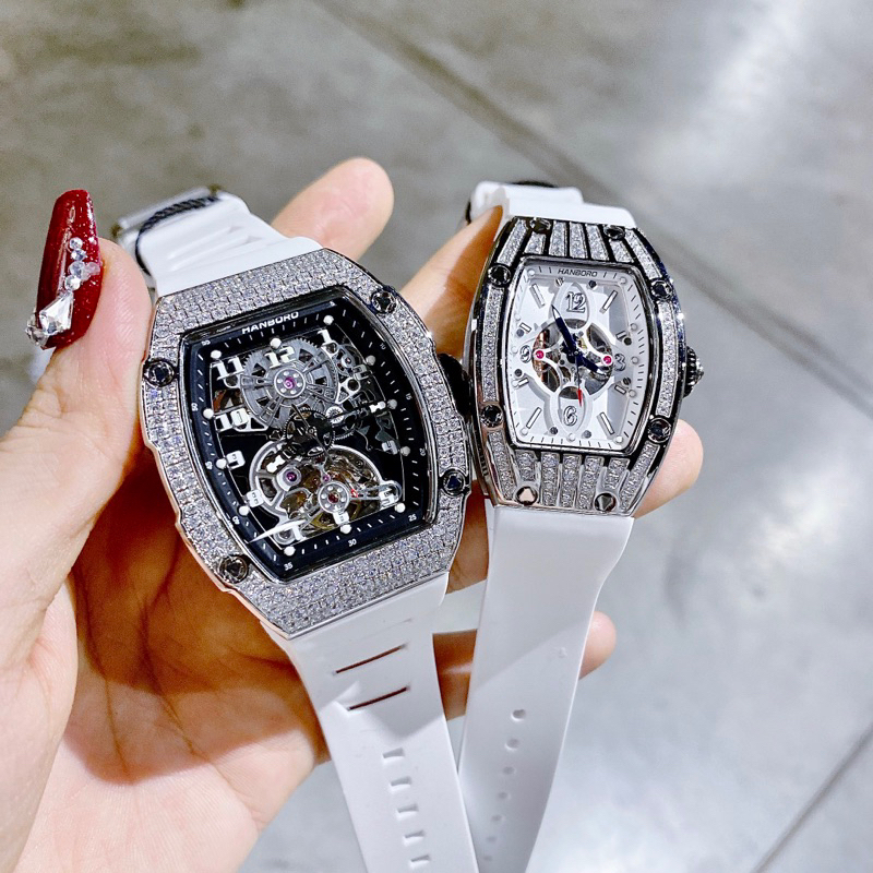 Đồng Hồ cặp Hanboro By Huboler nam nữ dây silicon chính hãng siz 38mm, 45mm