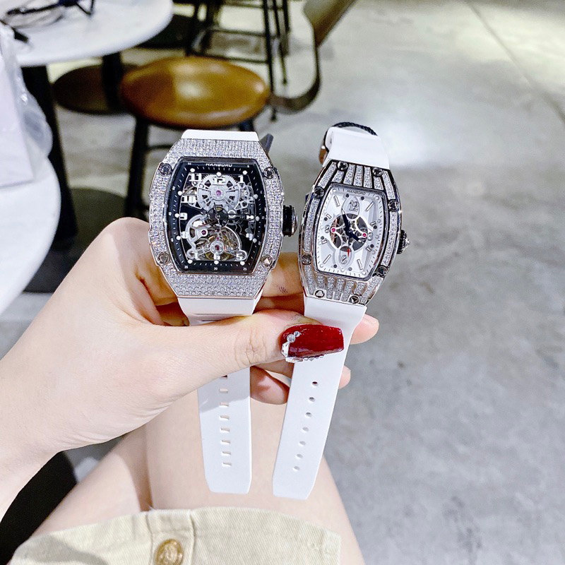 Đồng Hồ cặp Hanboro By Huboler nam nữ dây silicon chính hãng siz 38mm, 45mm