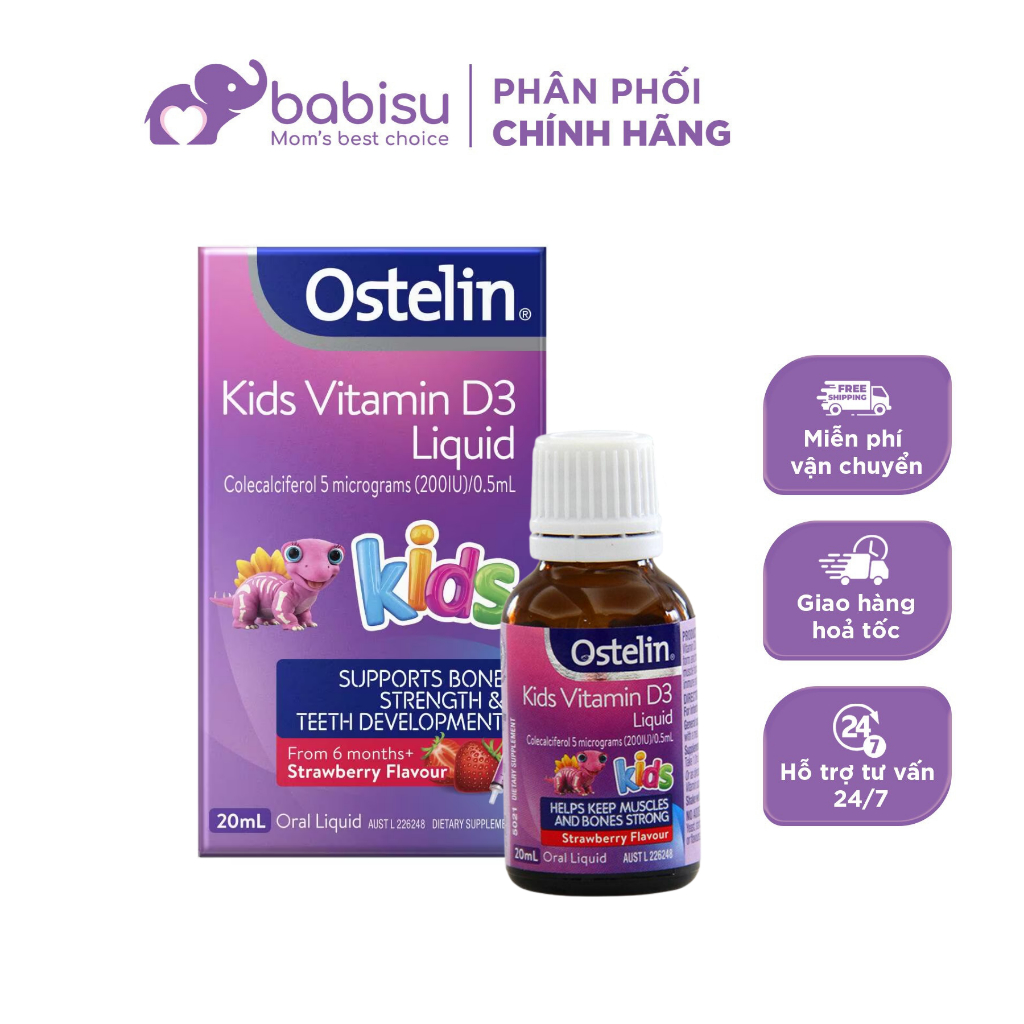 Vitamin D3- Ú.c Ostelin kid liquid 20ml và Ostelin Infant Drop 2,4ml