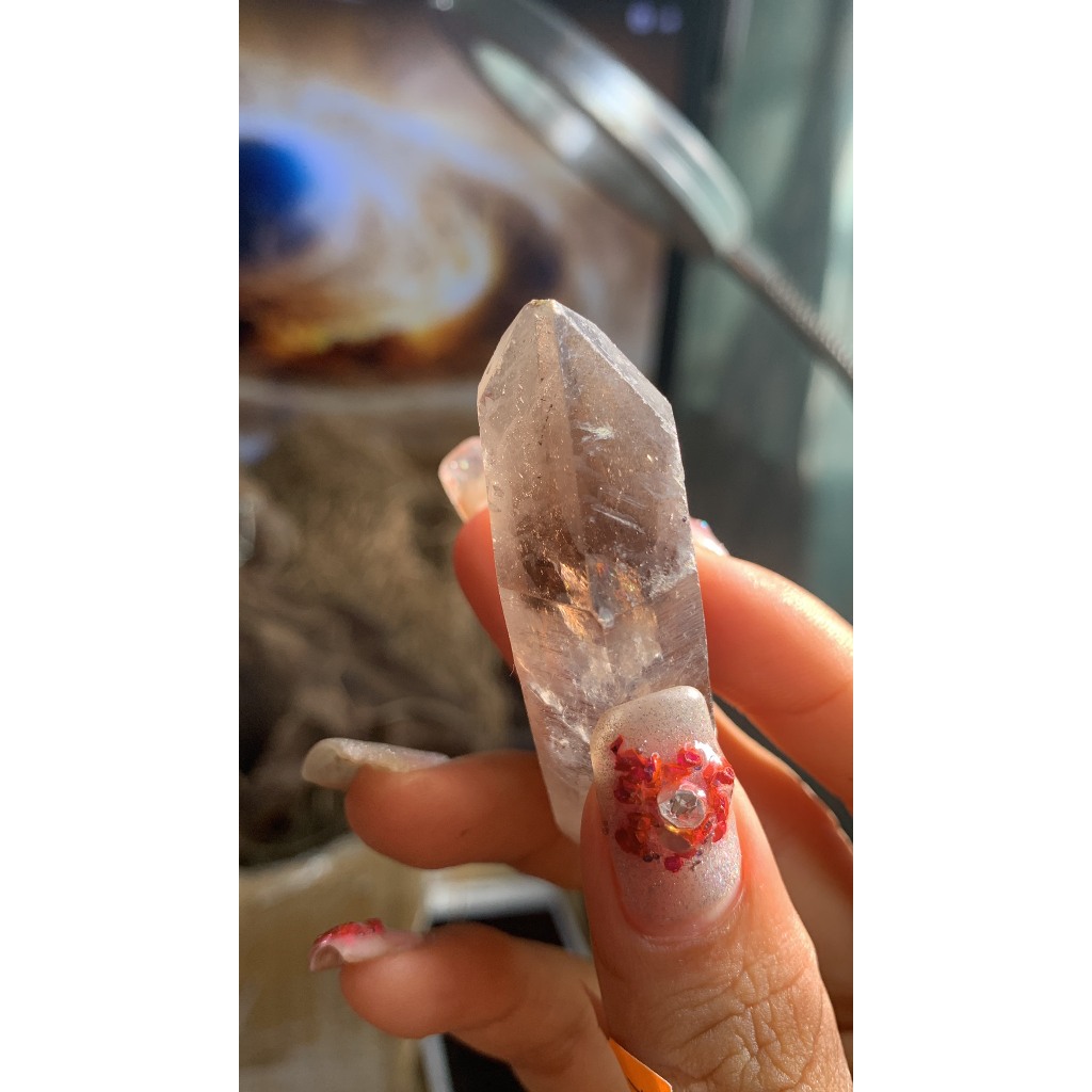 Viên stone Thạch Anh đen vân mây tự nhiên trụ tinh thể gậy năng lượng cực mạnh vũ trụ 747