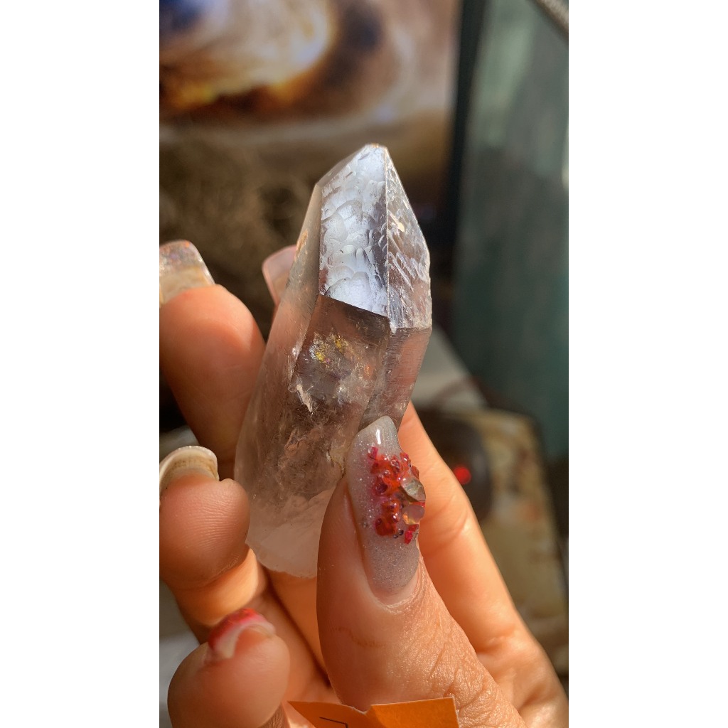 Viên stone Thạch Anh đen vân mây tự nhiên trụ tinh thể gậy năng lượng cực mạnh vũ trụ 747