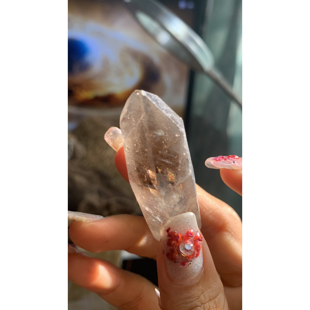 Viên stone Thạch Anh đen vân mây tự nhiên trụ tinh thể gậy năng lượng cực mạnh vũ trụ 747