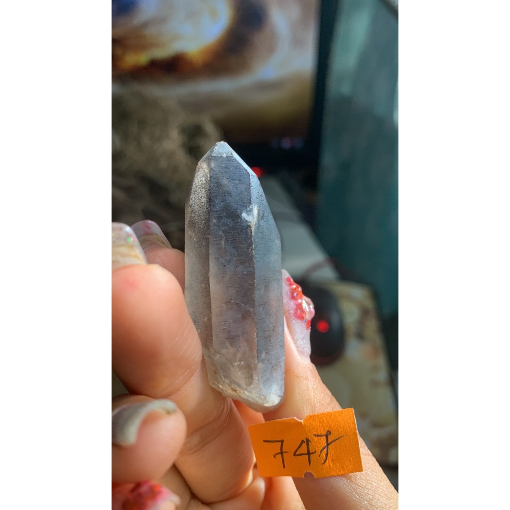 Viên stone Thạch Anh đen vân mây tự nhiên trụ tinh thể gậy năng lượng cực mạnh vũ trụ 747