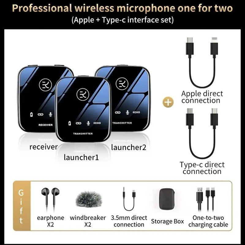 Mic Thu Âm Cài Áo Kinyo M18 One for Two Wireless Lavalier Microphone dành cho máy ảnh, điện thoại thông minh