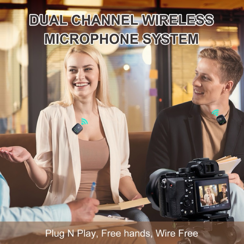 Mic Thu Âm Cài Áo Kinyo M18 One for Two Wireless Lavalier Microphone dành cho máy ảnh, điện thoại thông minh
