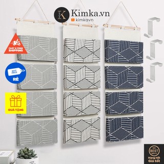 Túi vải đựng đồ treo tường 4 ngăn hoạ tiết nhật bản