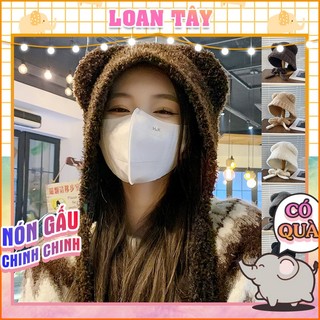 Nón Len Style Hàn Bản Dây Dài Hình Gấu Phối Vành Che Tai Koala+ Siêu Dễ Thương L2414