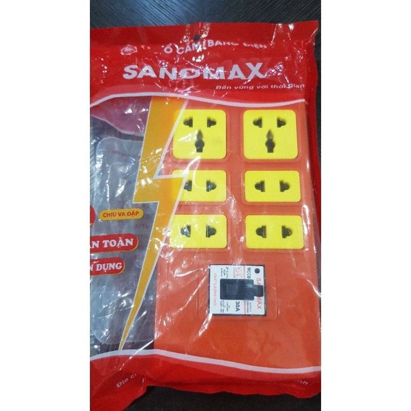 Ổ cắm điện không dây 6 cổng  chịu tải cao 8000w có kèm CB 30A.Sanomax