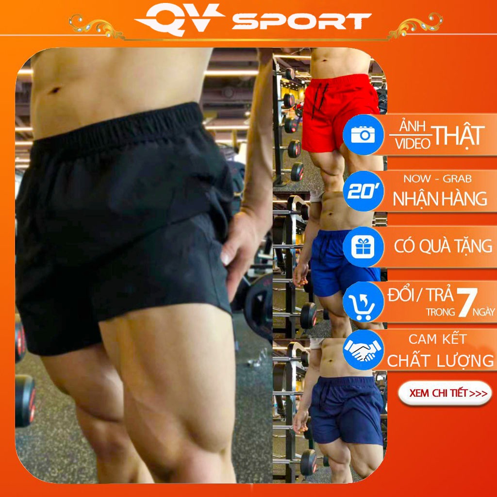 Quần tập gym nam ngắn vải co giãn 4 chiều thoáng mát, thấm hút mồ hôi H08