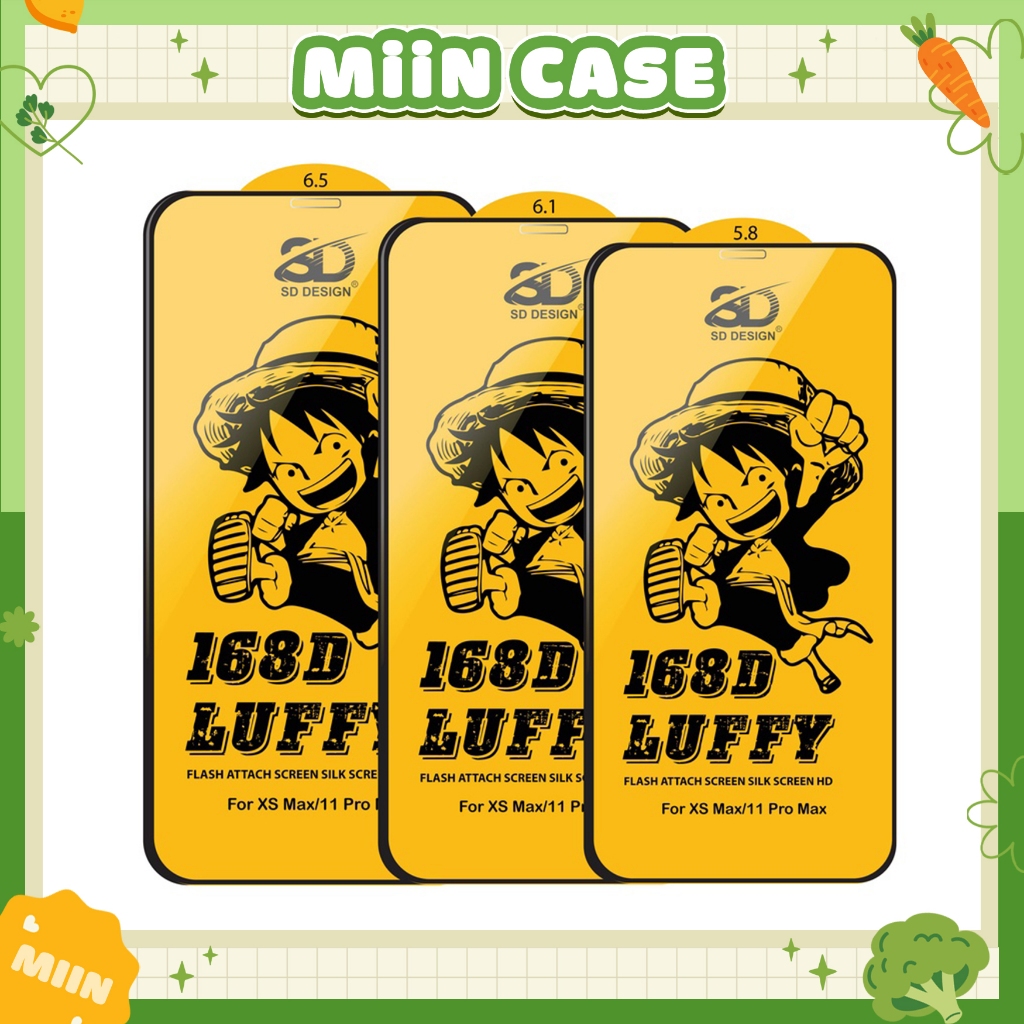 Kính cường lực iphone 168Luffy full màn 6/6plus/6s/6splus/7/7plus/8/8plus/x/xs/11/12/13/pro/max/promax/Shin Case/Ốp lưng
