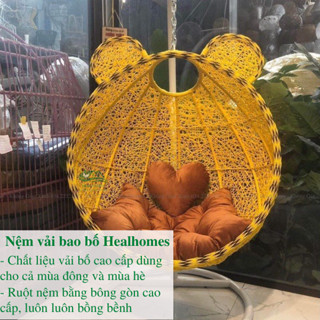 Xích đu tai thỏ giả mây lõi thép cao cấp trang trí ban công và sân vườn, ghế thư giãn cafe