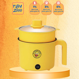 Nồi lẩu mini, ca nấu mỳ đa năng Vịt Vàng 2 tầng kèm giá hấp inox, dung tích 1,8L, 2 nấc nhiệt, bảo hành 12 tháng