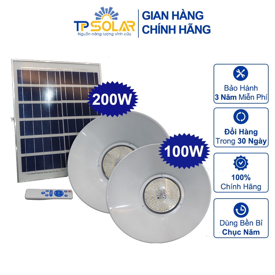 Đèn Thả Trần Hình Loa Cổ Điển Năng Lượng Mặt Trời TP Solar  2 Công Suất 100W 200W Chống Nước IP67, Bảo Hành 3 Năm