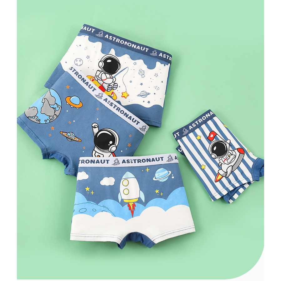 Combo 4 quần sịp đùi siêu nhân cho bé trai, quần lót cho bé trai cotton thoáng mát hình ngộ nghĩnh dễ thương