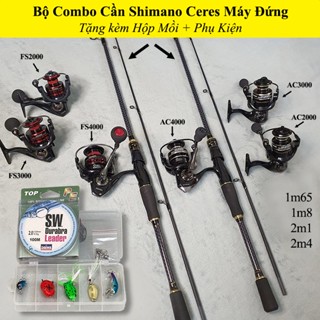  Bộ Combo Cần Câu Lure Shimano Ceres Máy Đứng - Tặng Hộp Mồi Lure Dù PE Khóa Link chống xoắn Chì. 
