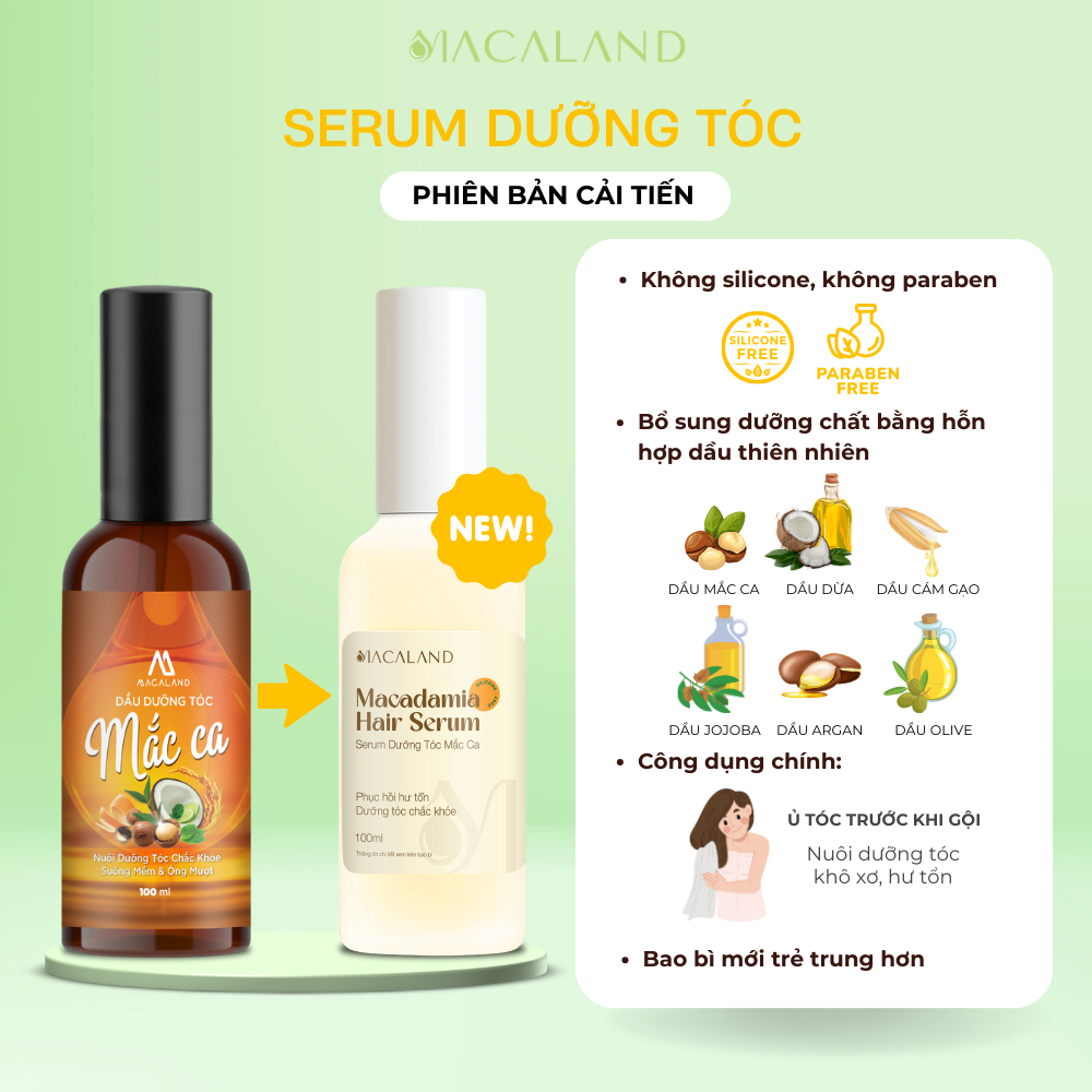 Dầu dưỡng tóc Mắc Ca MACALAND 100ml dưỡng tóc mềm mượt phục hồi tóc hư tổn