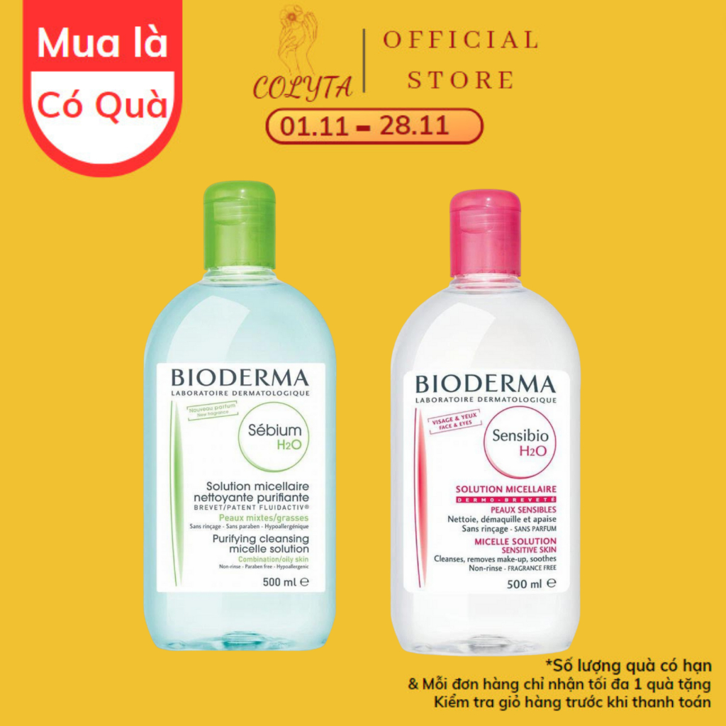 Nước Tẩy Trang Biodermal Chính Hãng Cho Da Dầu Mụn Và Da Nhạy Cảm 500ml