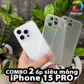 Combo 2 ốp lưng trong nhám unibody iphone 15 pro siêu mỏng