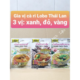 Gói Gia vị cà ri Thái Lobo 50gr, có 3 vị: ĐỎ - XANH - VÀNG / Red - Green - Yellow Curry Paste -->