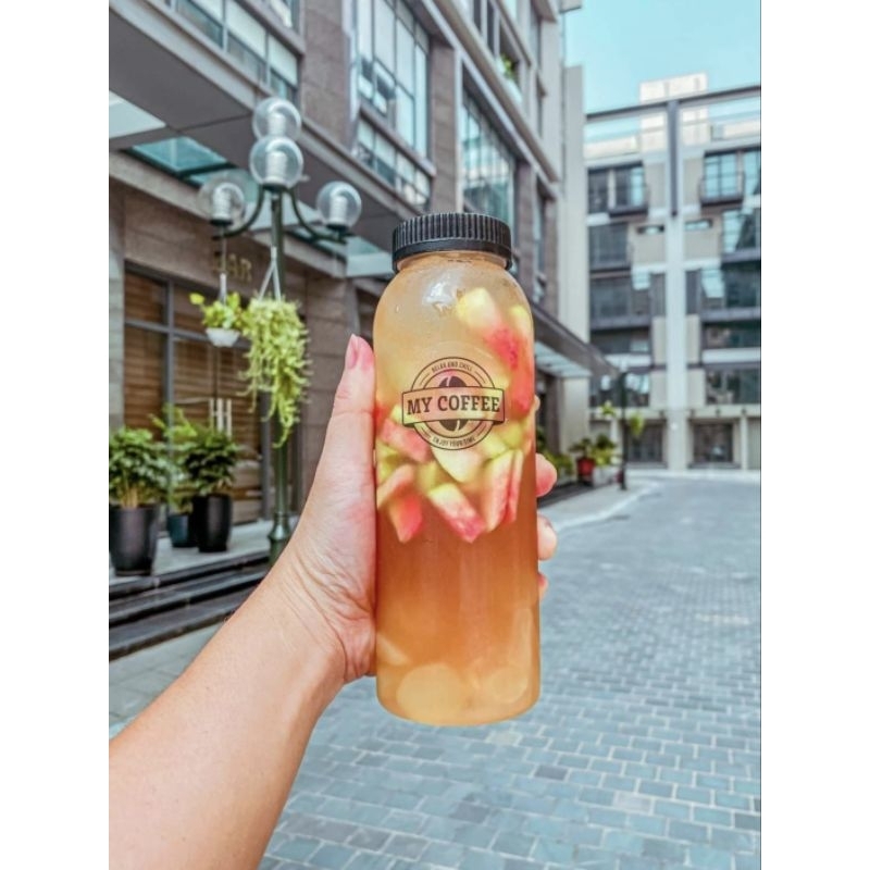 Chai Nhựa Pet Cổ Rộng 500ml Kèm Nắp - Chai Đựng Trà Sữa