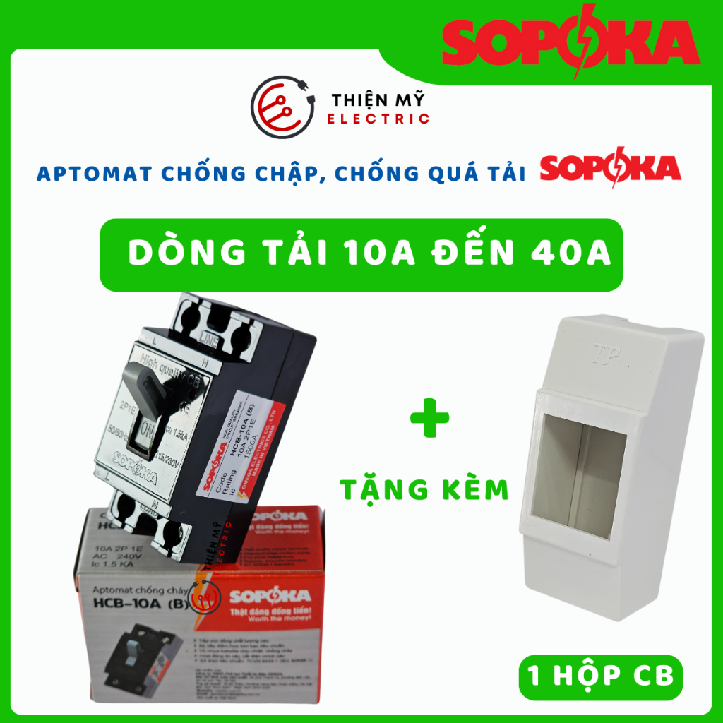 [CHÍNH HÃNG] Aptomat (CB), CB cóc chất lượng cao SOPOKA 10A-15A-20A-25A-30A-40A