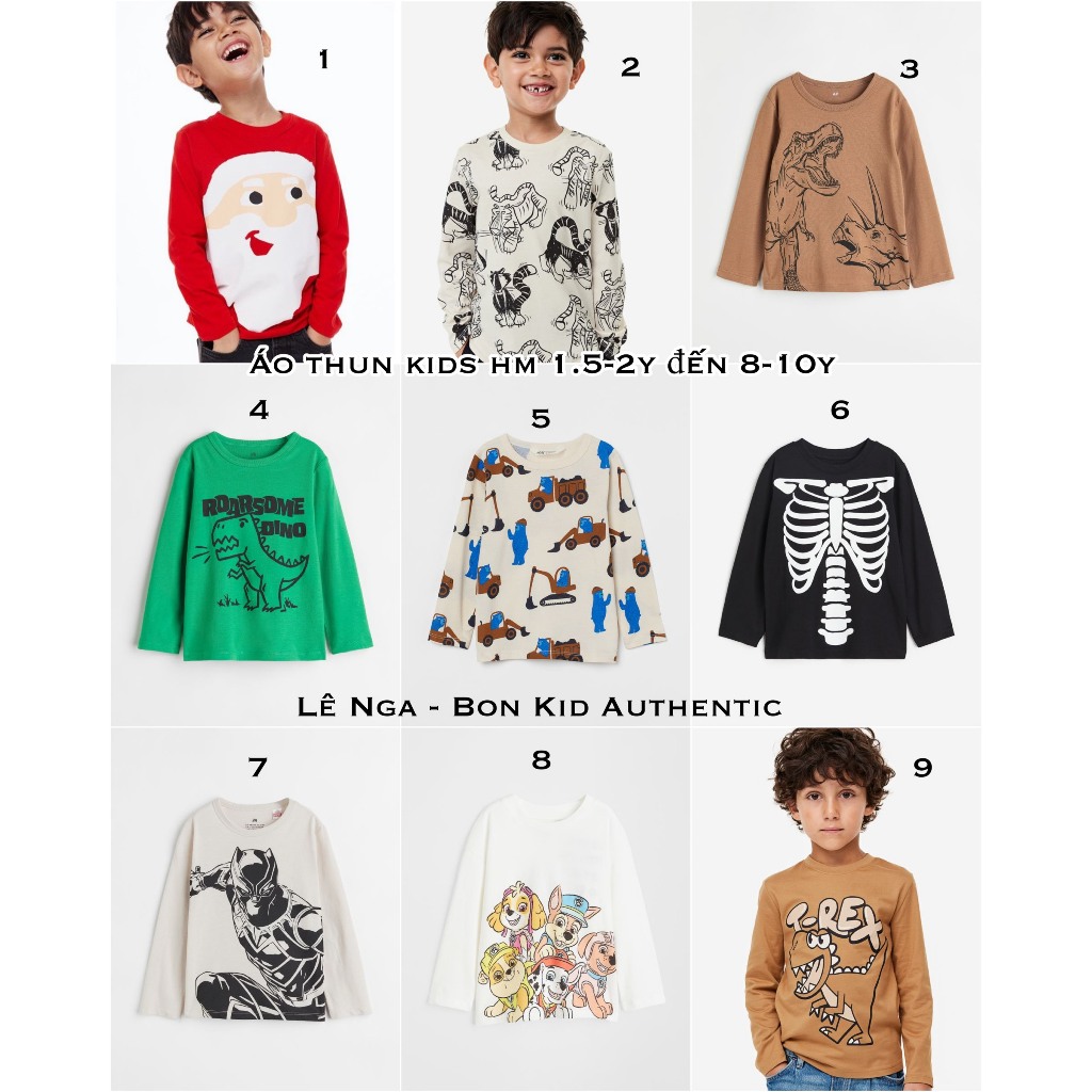 Áo thun cotton kids HM UK/US/JP/ES chính hãng sz từ 1.5-2y đến 8-10y