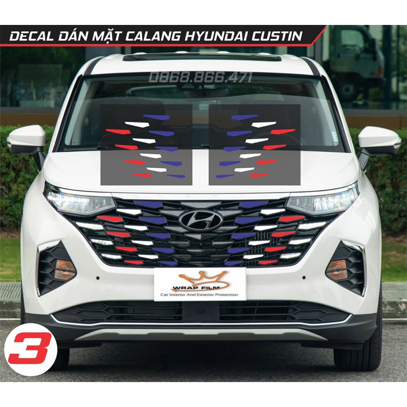 Decal phản quang 3M dán mặt calang Hyundai Custin