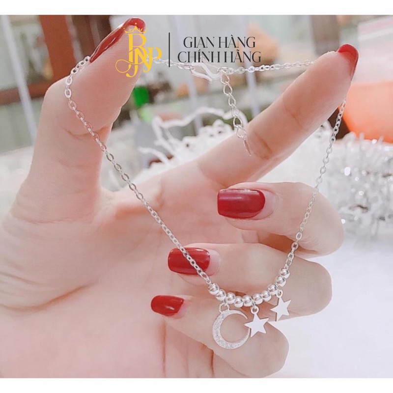Lắc chân BNP trăng sao dành cho nữ Siêu Đẹp, chất liệu Bạc Ta
