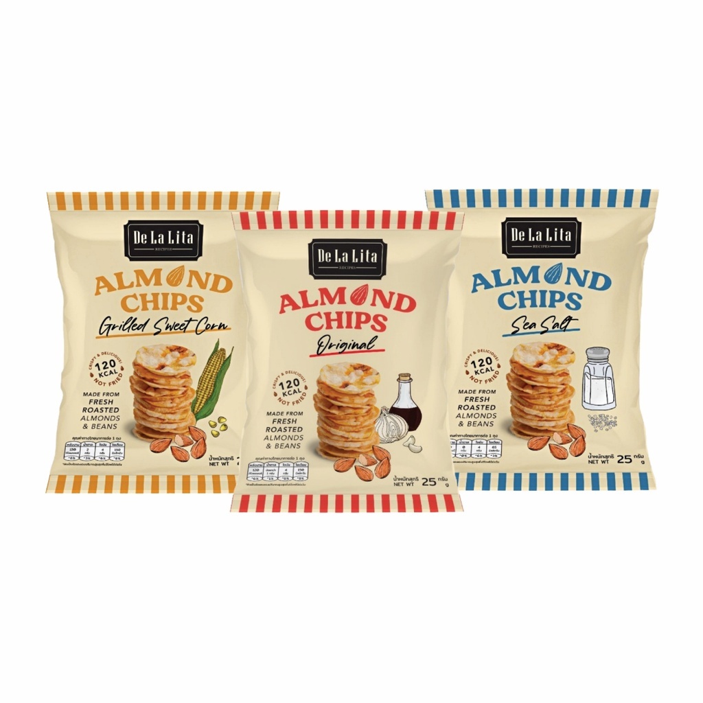 Snack ngũ cốc nhập khẩu De La Lita Almond Chips các vị gói 25g
