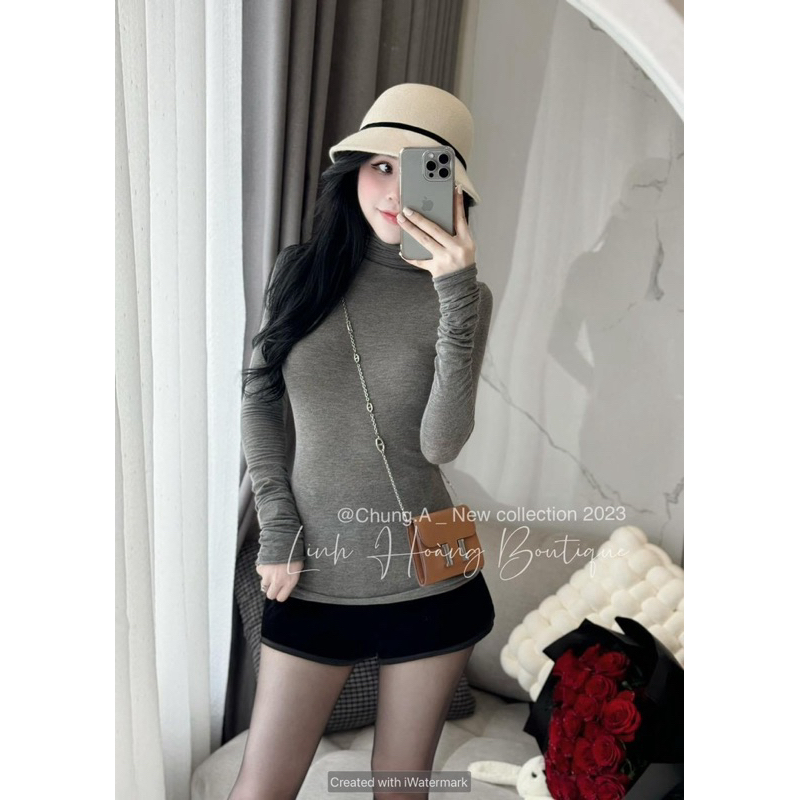 Áo thun ôm cổ lọ siêu co giãn chuẩn Linh Hoàng