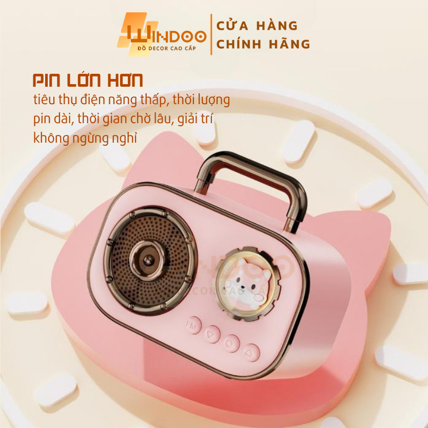 Loa bluetooth mini, loa di động không dây hỗ trợ thẻ nhớ usb, loa mini hình thú cưng đáng yêu Windoo WD89
