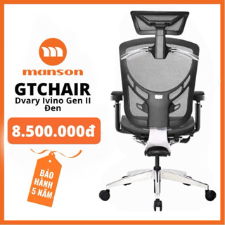 [Chính Hãng] Ghế Công Thái Học GTchair Dvary Ivino Gen II - Tay 5D - Lưng Đen, Lưới Xám