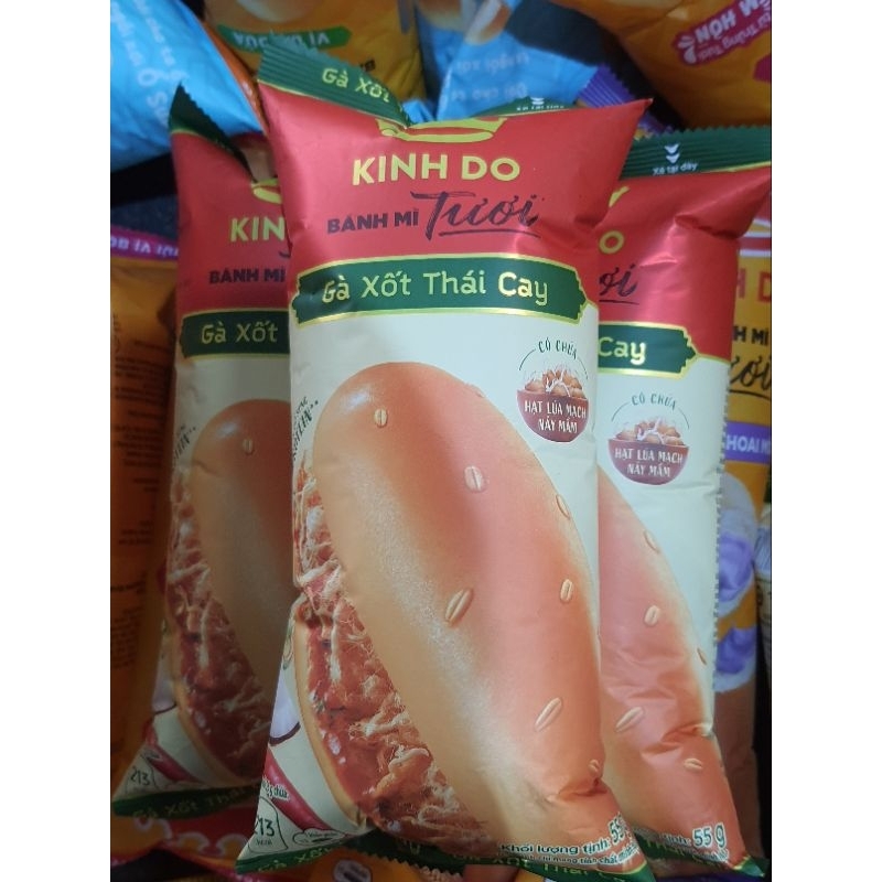 Bánh mì tươi Kinh Đô Gà Xốt Thái, lốc 5 bánh× 55gam