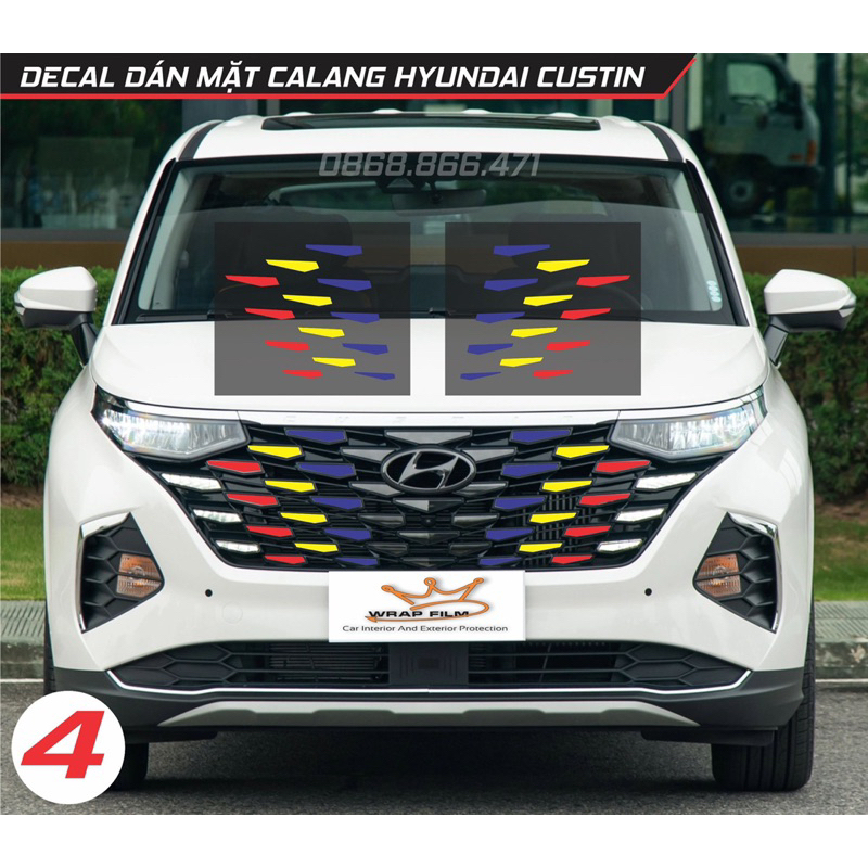 Decal phản quang 3M dán mặt calang Hyundai Custin