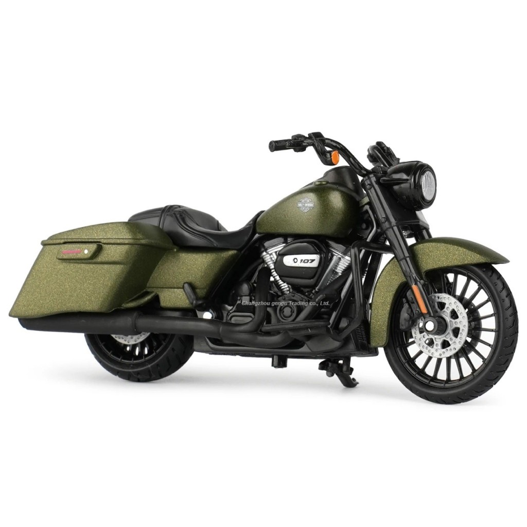 Mô hình xe mô tô Harley 2017 Road King Special xanh rêu tỉ lệ 1:18 Maisto MT055