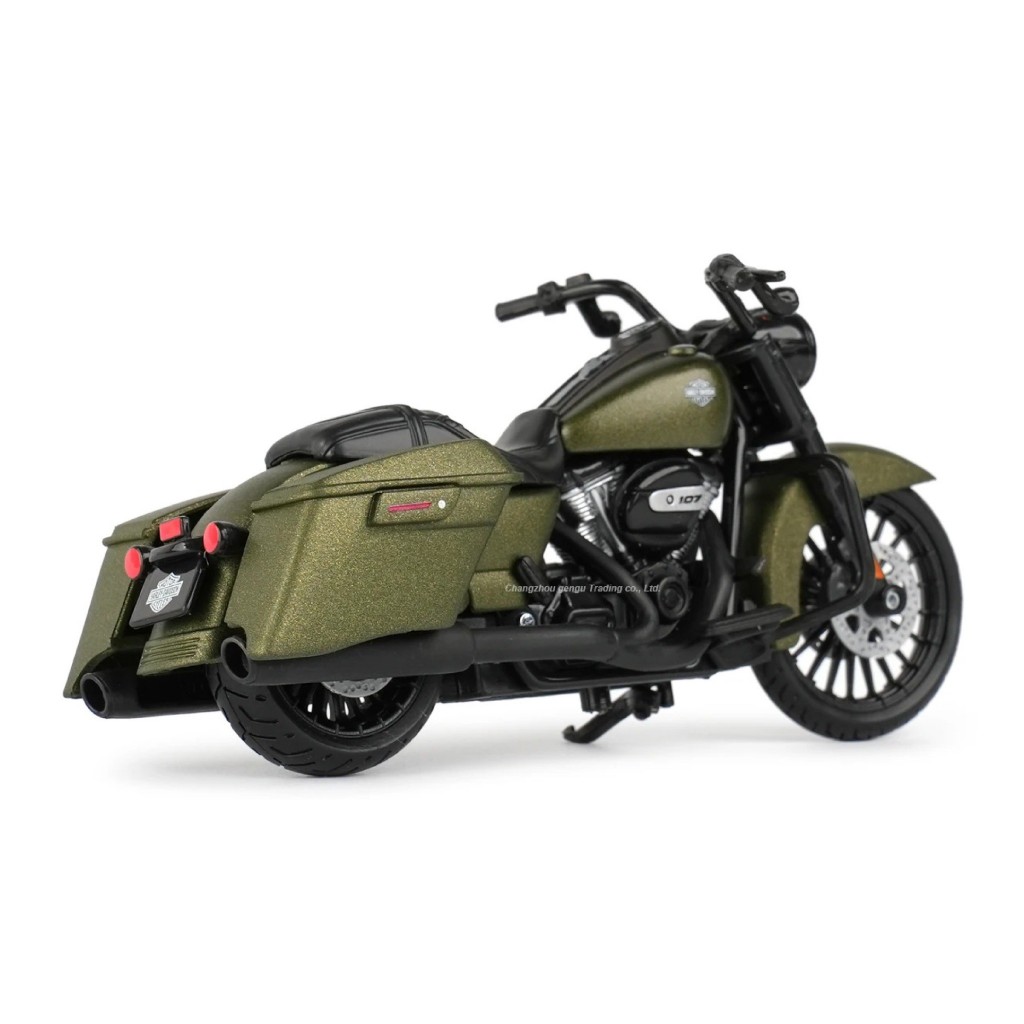 Mô hình xe mô tô Harley 2017 Road King Special xanh rêu tỉ lệ 1:18 Maisto MT055