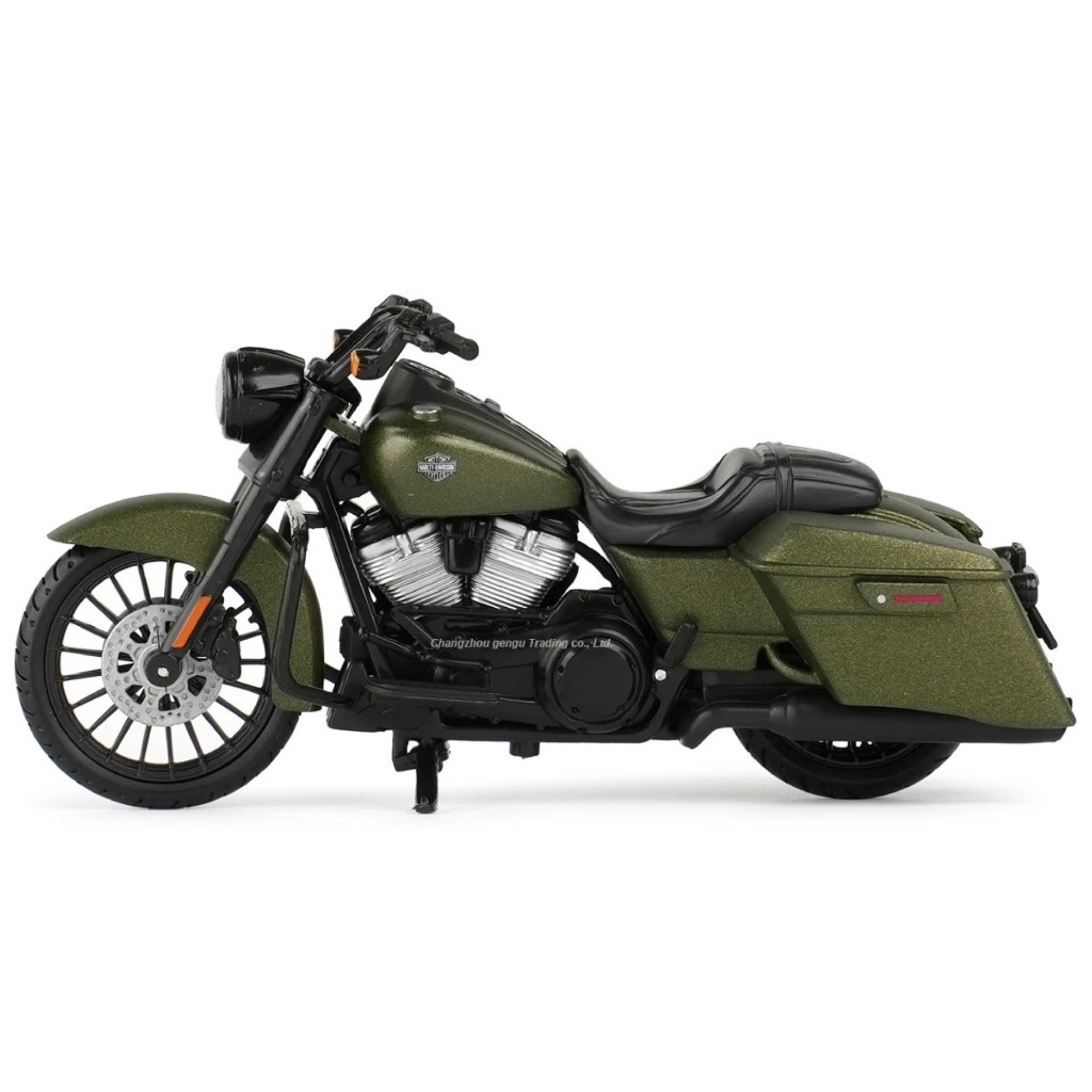 Mô hình xe mô tô Harley 2017 Road King Special xanh rêu tỉ lệ 1:18 Maisto MT055