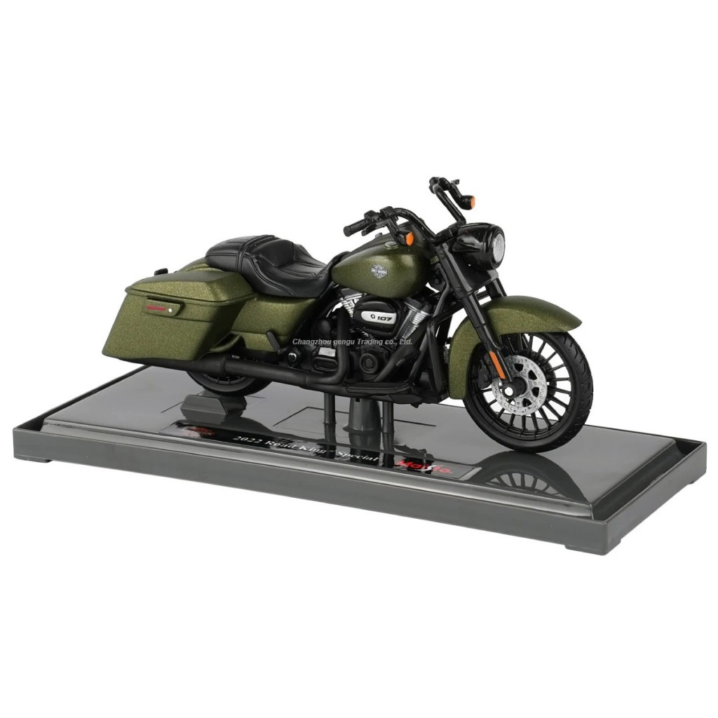 Mô hình xe mô tô Harley 2017 Road King Special xanh rêu tỉ lệ 1:18 Maisto MT055