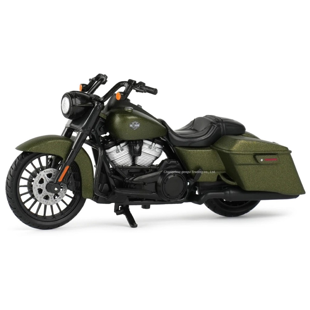 Mô hình xe mô tô Harley 2017 Road King Special xanh rêu tỉ lệ 1:18 Maisto MT055