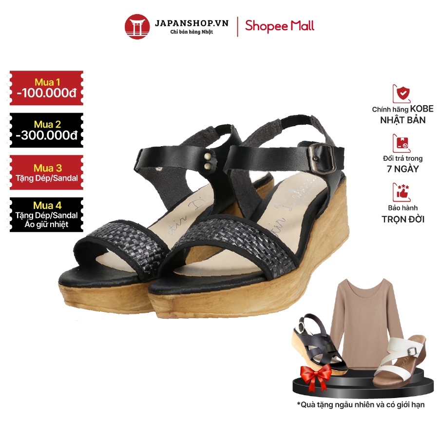 Sandal nữ đế xuồng KOSU 92883 siêu nhẹ, đế chống trượt cao 5.5cm made in Japan Nhật Bản